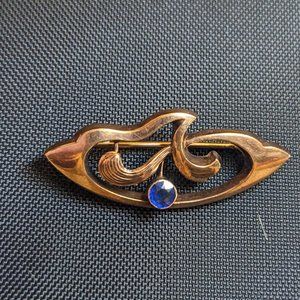 Exquisite 8kt Rose Victorian Pin With Blue Stone Was A Cravat/Scarf Pin